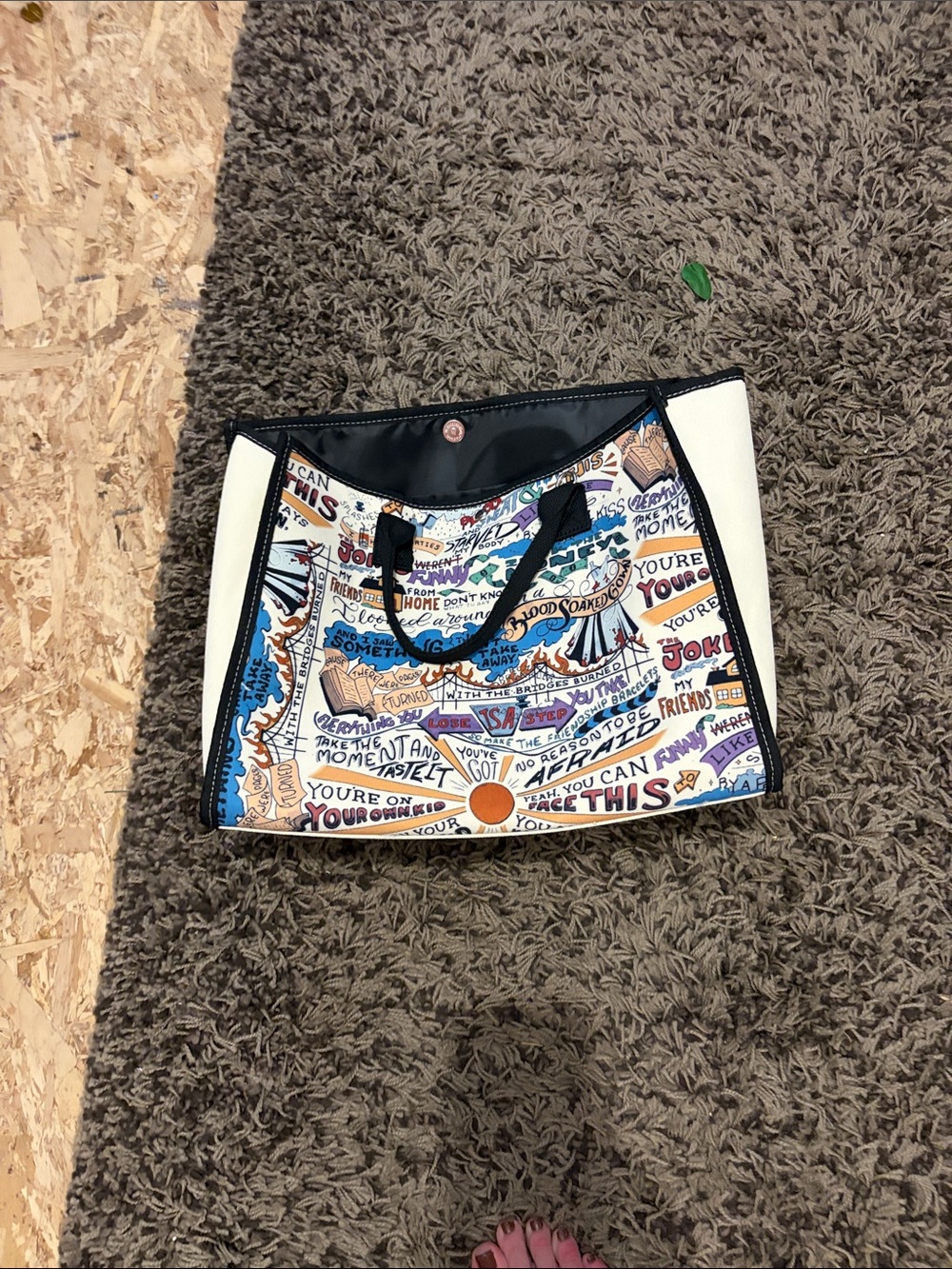 Taylor Swift White Tote with Black Trim and Multicolor Graphic Print